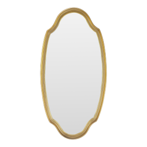 Mid Century Shield Shape Large Oval Gold Gilt Leaf Wall Mirror