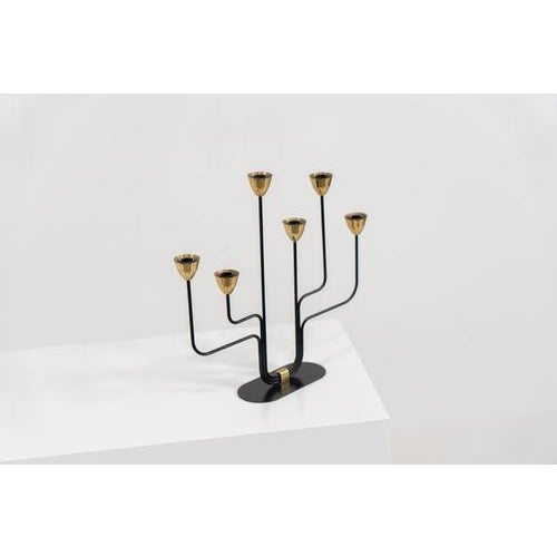 1950s Candelabra in Brass and Metal by Gunnar Ander for Ystad-Metal For Sale - Image 5 of 7