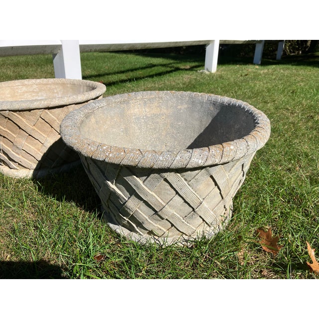 French Pair of French Cement Planters For Sale - Image 3 of 6