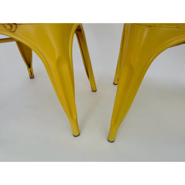 Yellow Tolix Chairs in Yellow Metal by Xavier Pauchard, 1970s, Set of 2 For Sale - Image 8 of 11