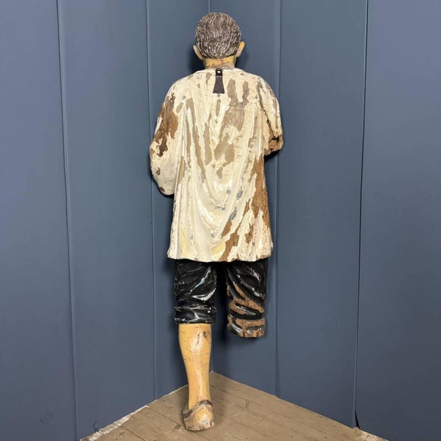 Weathered Wooden Statue of a Young Man For Sale - Image 16 of 18
