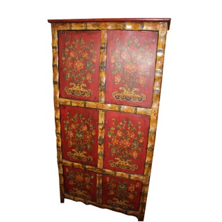 Folcloric Painted Oriental Armoir For Sale