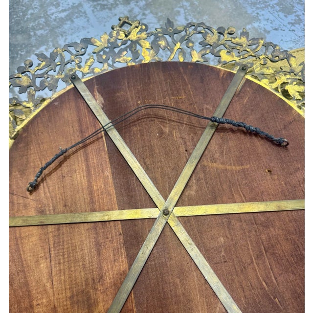 Metal Superb 27” Pierced Bronze Beveled Sunburst Style Antique Victorian Wall Mirror For Sale - Image 7 of 12