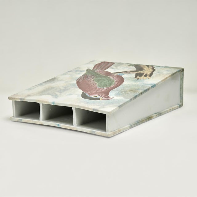 Vintage Porcelain Vase With Birds or Parrots by John Derian For Sale In West Palm - Image 6 of 12