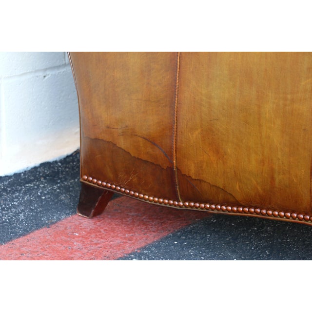 Vintage 1990s Hancock & Moore Brown Leather Sofa – Classic Rolled Arm, Nailhead Trim For Sale - Image 11 of 18