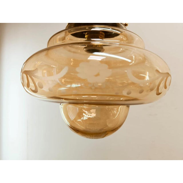 Brass and Amber Glass Lantern For Sale - Image 15 of 16
