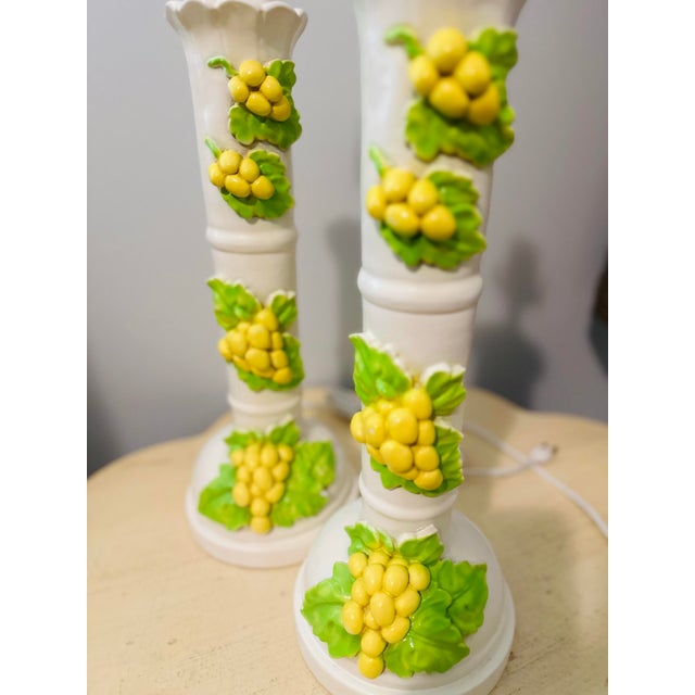 Electric Yellow MidCentury Italian Ceramic Table Lamps - A Pair For Sale - Image 8 of 8