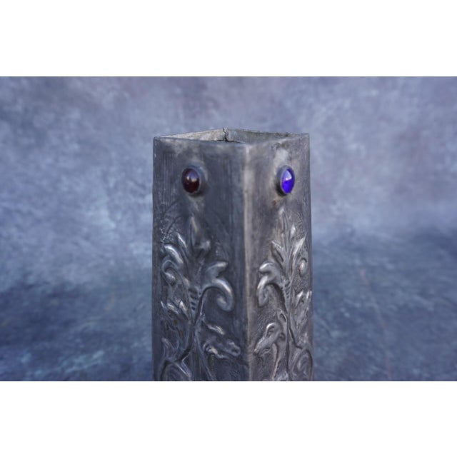 Traditional Arts & Crafts Dragon Vase Pewter & Art Glass, Circa 1900 For Sale - Image 3 of 4