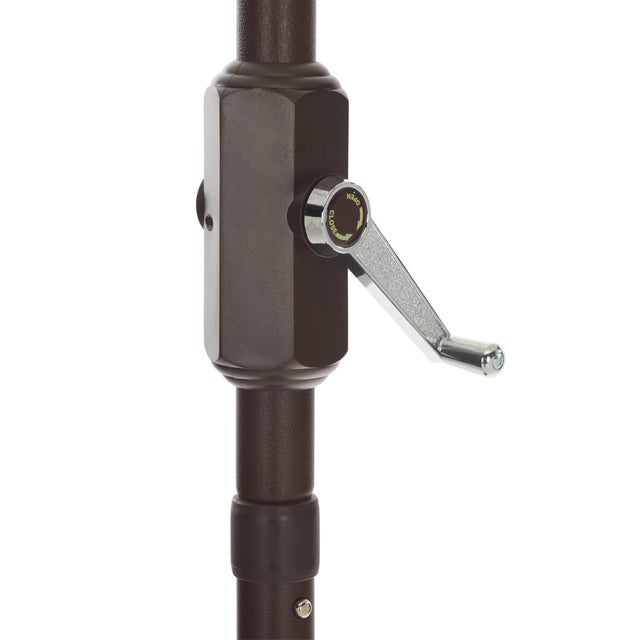 Meze 9 Ft Crank Umbrella, Green Cabana Stripe/Brown Pole For Sale In Philadelphia - Image 6 of 9