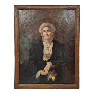 Antique American Framed Woman Portrait Oil Painting by Wiltschek For Sale