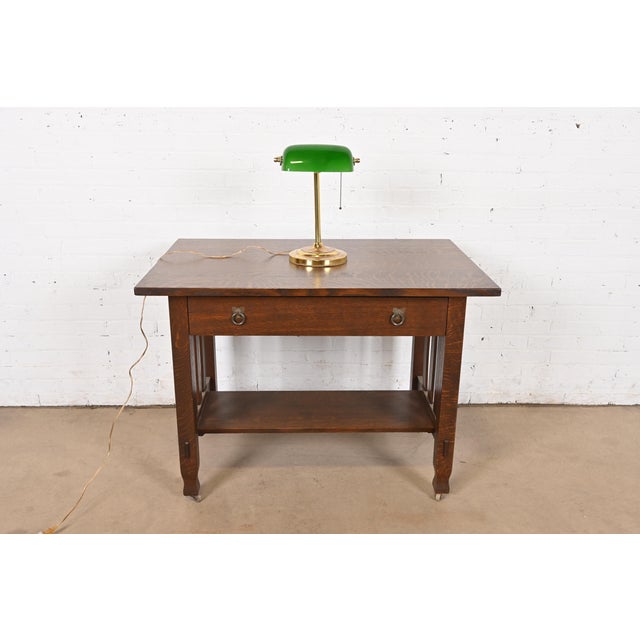 Brass Vintage Art Deco Brass Banker's Desk Lamp For Sale - Image 8 of 10