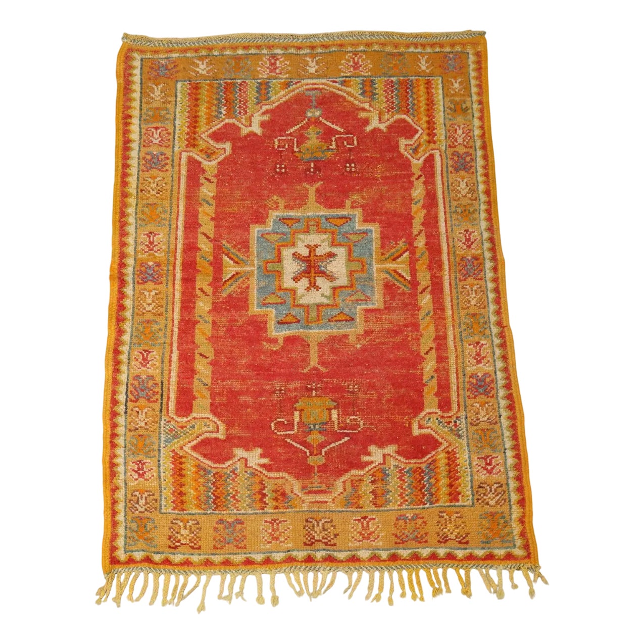 Antique Handmade Heavy Knot Wool Melas Rug | Chairish