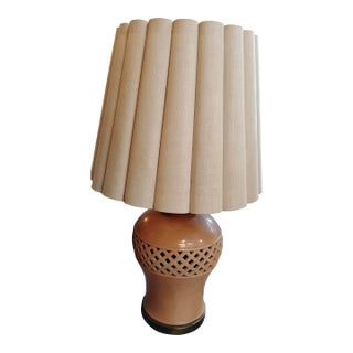 Vintage Paul Hanson Inc Coral Color Ginger Jar Lamp For Sale