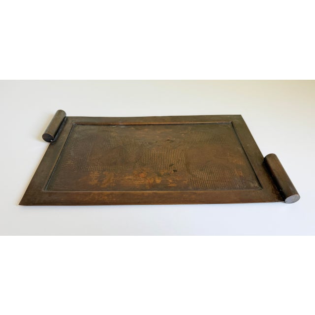 Brutalist Bronze Tray With Geometric Relief, 1960s For Sale - Image 9 of 14