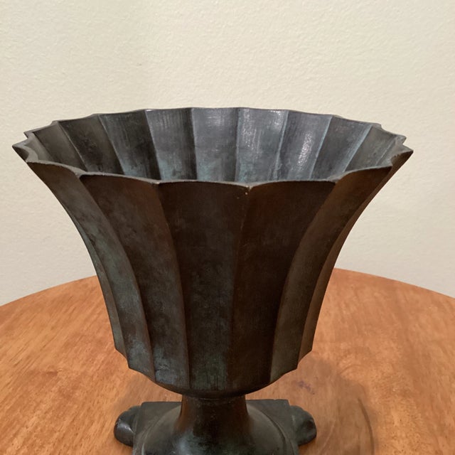 Metal Mid 20th Century Vintage Bronze Brass Footed Urn Planter For Sale - Image 7 of 13