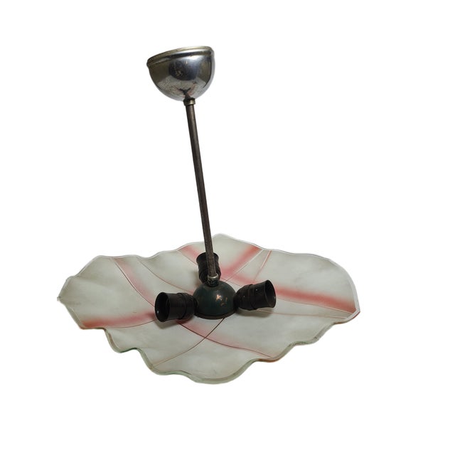 Metal Vintage Pendant Light in Glass, Poland, 1970s For Sale - Image 7 of 11