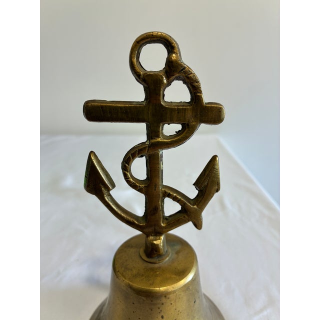 Vintage Brass Ship's Bell With Anchor and Rope Finial For Sale In Oklahoma City - Image 6 of 8