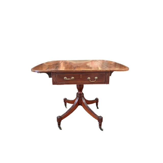 Antique Regency Style Mahogany Drop-Leaf Pedestal Sofa Table For Sale