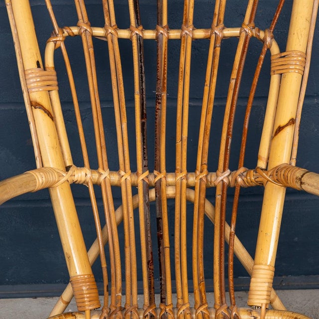 Vintage Italian Bamboo and Rattan Rocking Chair, 1960 For Sale - Image 10 of 18