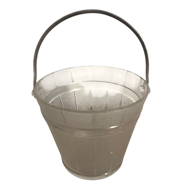 Early 20th Century Mid 20th Century Glass Faux Oak Wood Pale Ice Bucket - A Set of 7 For Sale - Image 5 of 9