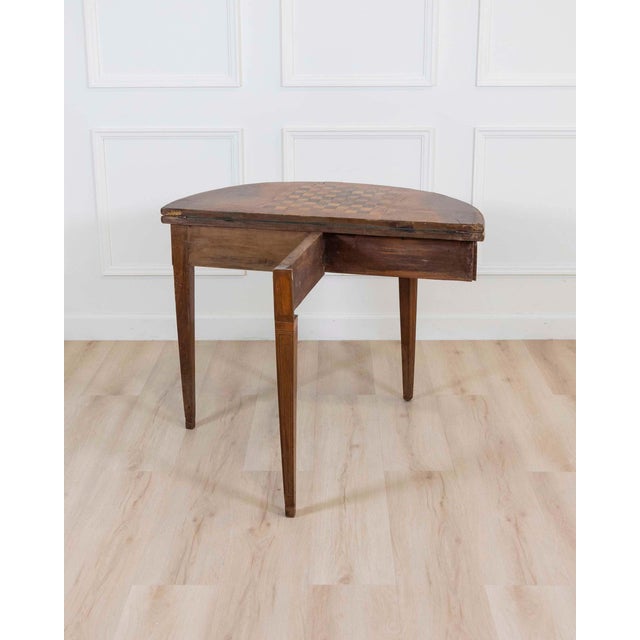 Brown Early 19th Century Walnut Half-Moon Game Table For Sale - Image 8 of 11