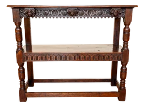17th Century Jacobean Country Carved Oak Tiered Server, 1600s