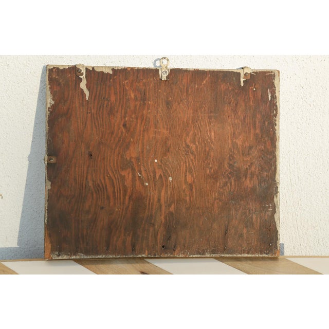 Primitive Antique Bathroom Mirror With Beveled Edge on a Vintage Patina Wood Frame For Sale - Image 11 of 18