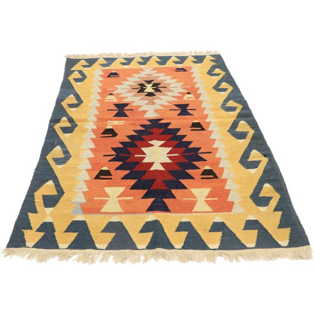 Tribal Vintage Persian Shiraz Kilim Rug - 03'10 X 05'04 For Sale - Image 3 of 9