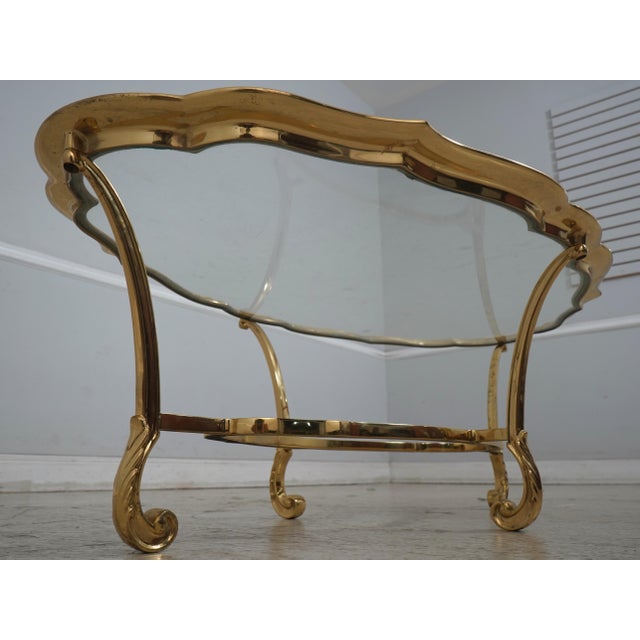 Labarge Brass & Glass Hollywood Regency Coffee Table For Sale - Image 11 of 11