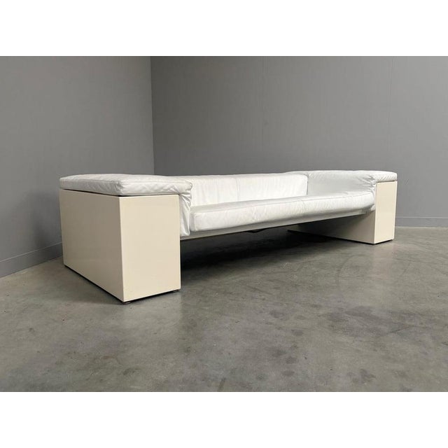 White Leather Brigadier Sofa by Cini Boeri for Knoll, 1980s For Sale - Image 5 of 18