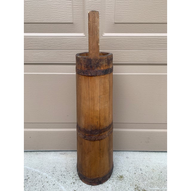 Antique 19th Century Wood and Iron Tall Bucket or Umbrella Stand For Sale - Image 10 of 11