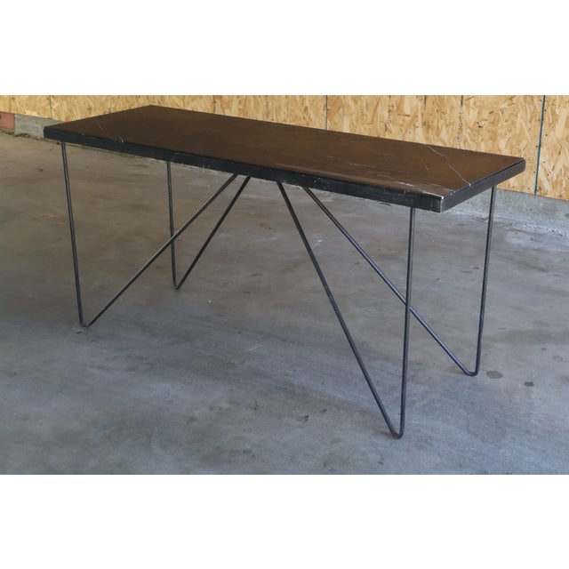 1950s California Modernist Iron & Marble Console Table For Sale - Image 4 of 15