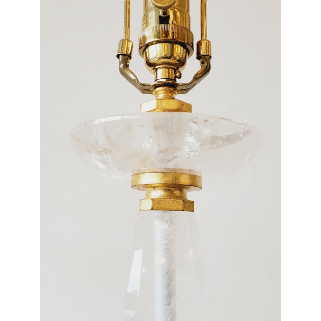 Late 20th Century Rock Crystal Obelisk & Sphere Form Table Lamps - A Pair For Sale In New York - Image 6 of 10
