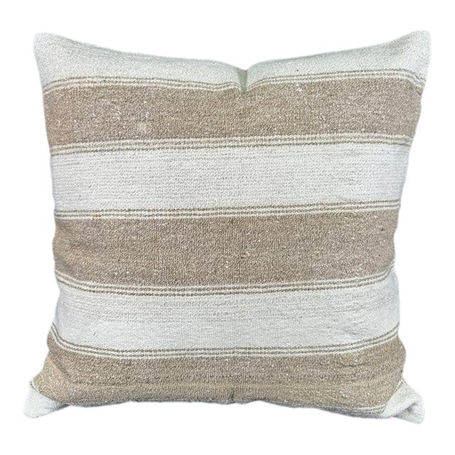 Turkish Hemp Pillow Cushion Natural Beige Brown Pillow Cushion Cover 24"x24" For Sale