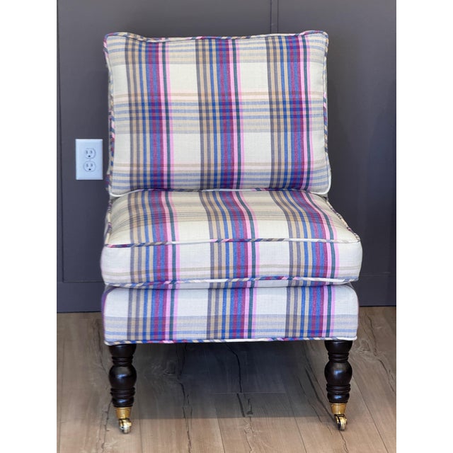 Vintage Pair of Custom-Upholstered English-Style Slipper Chairs For Sale - Image 6 of 10