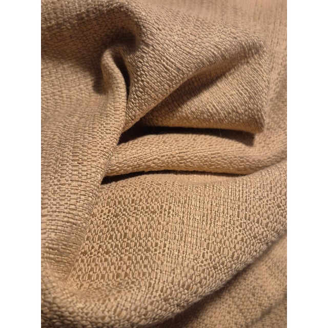 Beautiful caramel woven silk- raw silk in a cotemporary weave. To show chroma - 5th picture is on a beige fabric and 6th...