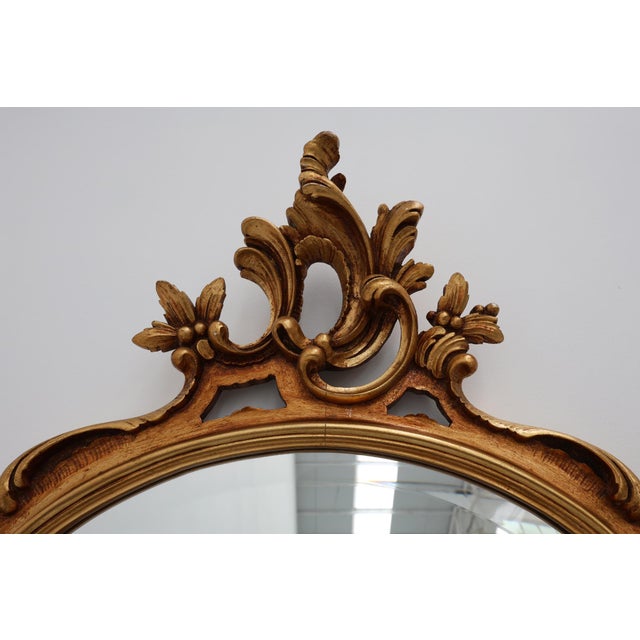 Large Vintage Louis XV Baroque Gilt Wooden Mirror, Belgium, 1950s For Sale - Image 4 of 13