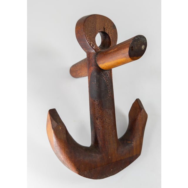 Wood 20th Century Tramp Folk Art Carved Wood Anchor For Sale - Image 7 of 8