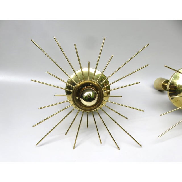 Metal Minimalist Ceiling Lights Sunburst in Brass, 1960s, Set of 2 For Sale - Image 7 of 18