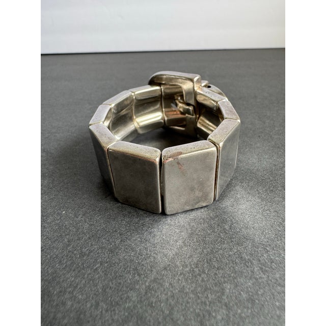 Uno De 50 Belt Buckle Bracelet Chunky Sterling Silver Plated Rare Retired For Sale - Image 6 of 12