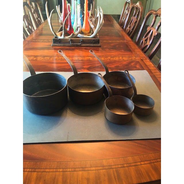 Antique Copper Pot Set - 5 Pieces For Sale - Image 4 of 13