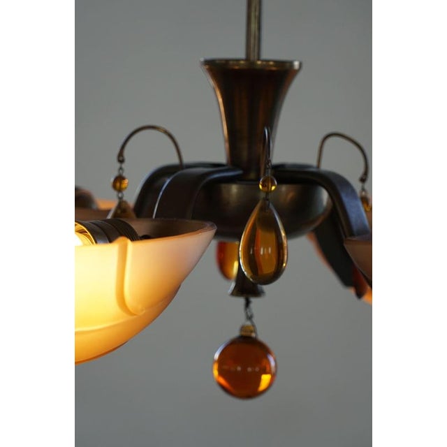 Metal Art Deco Chandelier attributed to Paavo Tynell for Taito Oy, Finland, 1930s For Sale - Image 7 of 17