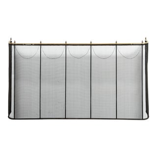 19th Century Iron, Wire and Brass Fireplace Spark Screen For Sale
