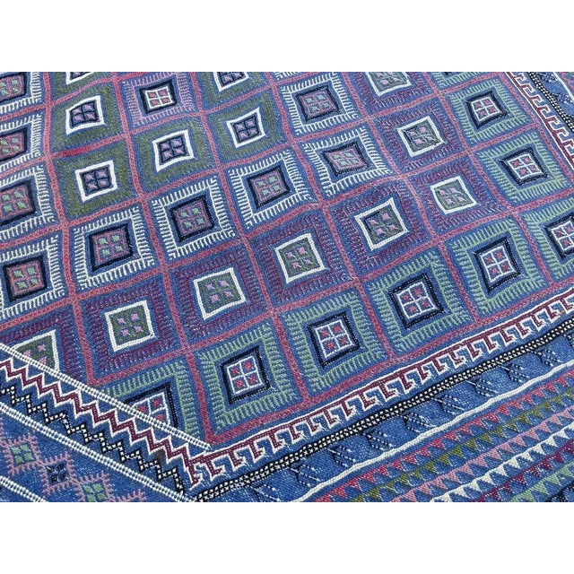 Textile Vintage Blue Rug, 1984 For Sale - Image 7 of 9