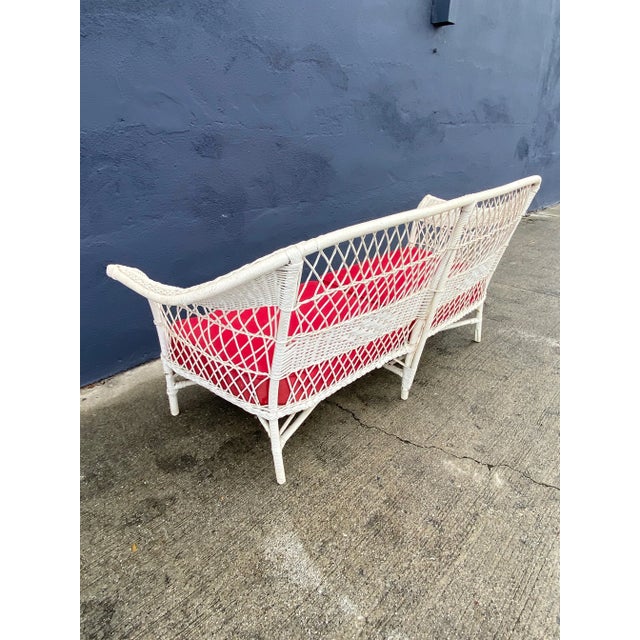 Wood Bar Harbor Wicker Sofa For Sale - Image 7 of 9