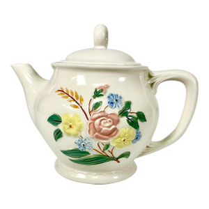 1940s Vintage Farmhouse Boho Chic Art Deco Porcelier Vitreous Tea Pot, 6 Cup Size