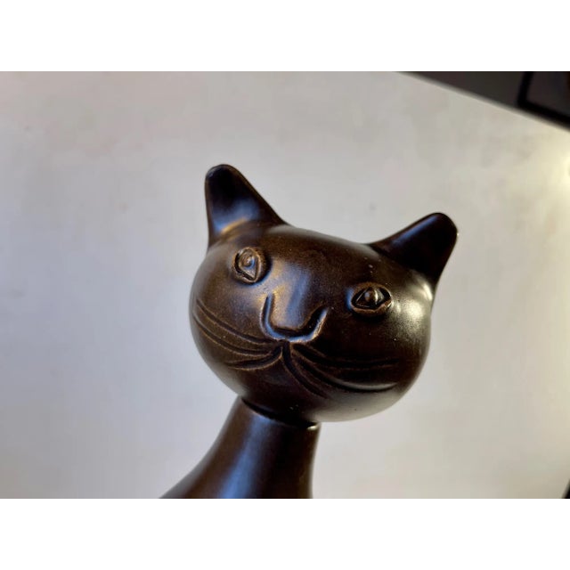 1970s Scandinavian Glazed Ceramic Cat Vase by Bjerre, 1970s For Sale - Image 5 of 11