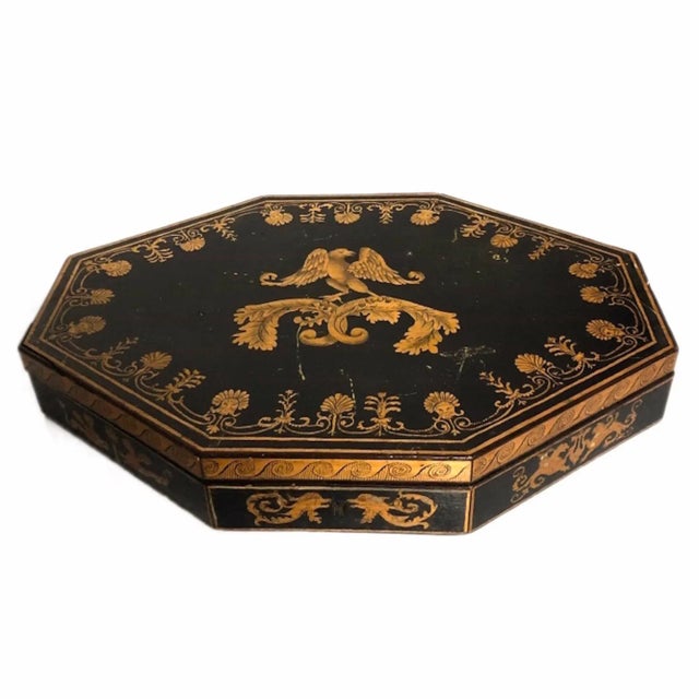 English Regency Octagonal Penwork Decorated Box For Sale In Charleston - Image 6 of 6
