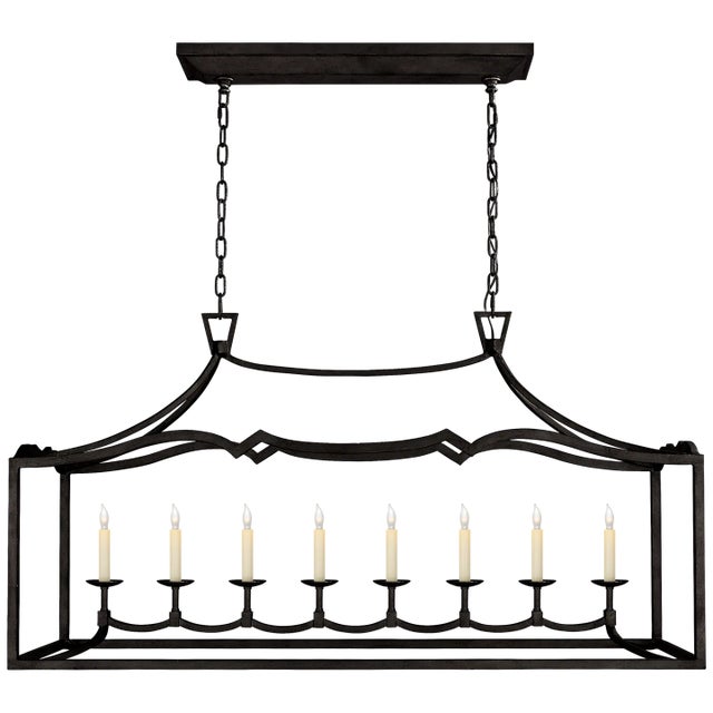 Fancy Darlana Large Linear Pendant in Aged Iron Designer: Chapman & Myers Fixture Height: 28" Extension: 16" Canopy: 6" x...