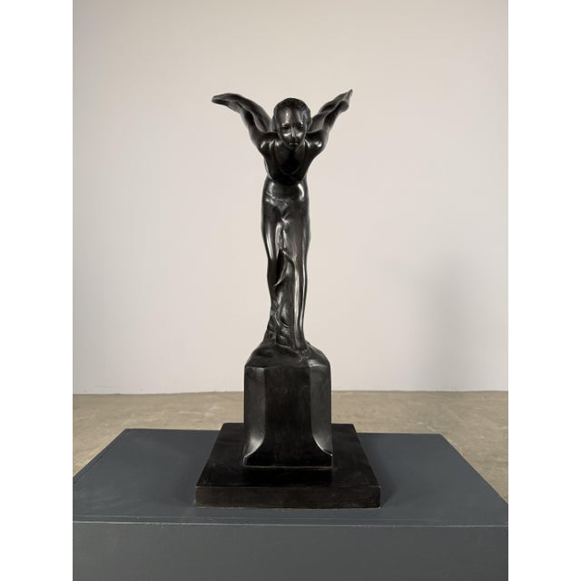 Spirit of Ecstasy Bronze Sculpture, Signed Charles – 27” H Rolls-Royce Inspired Figure For Sale In Dallas - Image 6 of 10